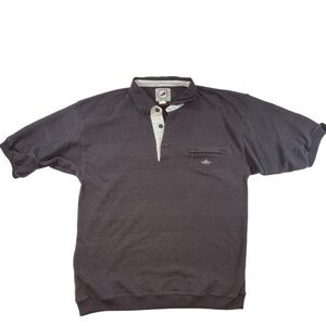 VINTAGE GREENLINE Int'l Striped Polo Sweater Embroidered Logo Men's XL Charcoal